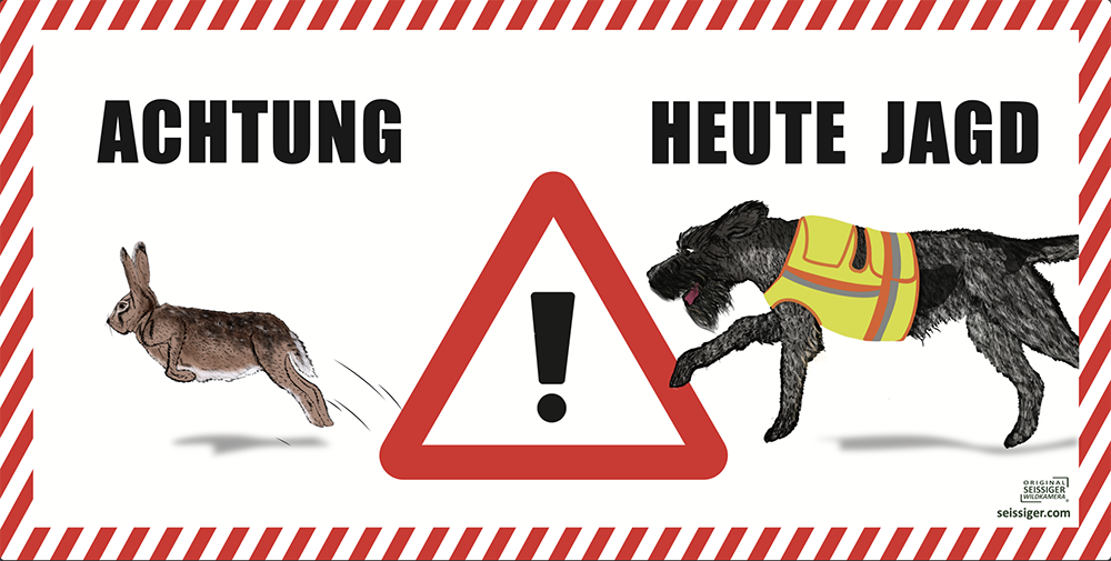 Warnbanner Treibjagd PVC 2m x 1m (Hase)